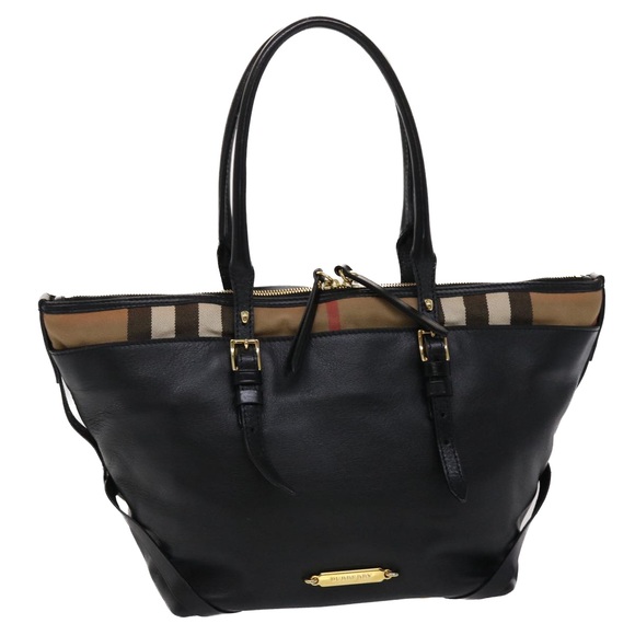 BURBERRY Shoulder Bag Leather Black Auth bs6525 - Picture 1 of 16